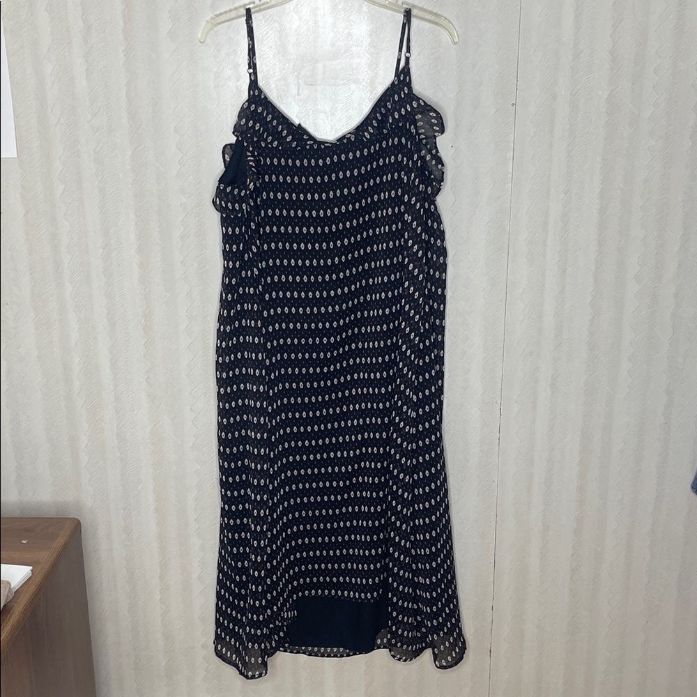 ❤️ WHO WHAT WEAR ruffle trim abstract floral Midi Dress Size XXL - Picture 5 of 9